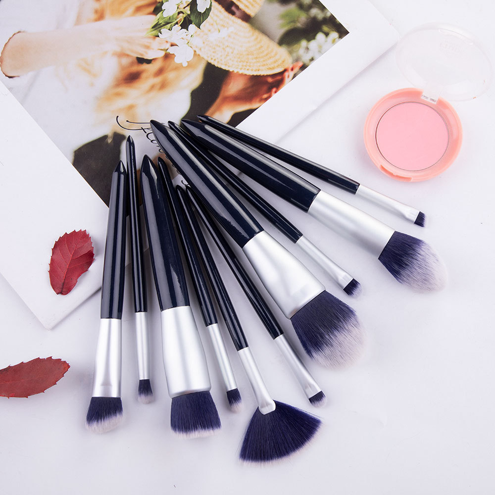 10pcs blue handle makeup brush set