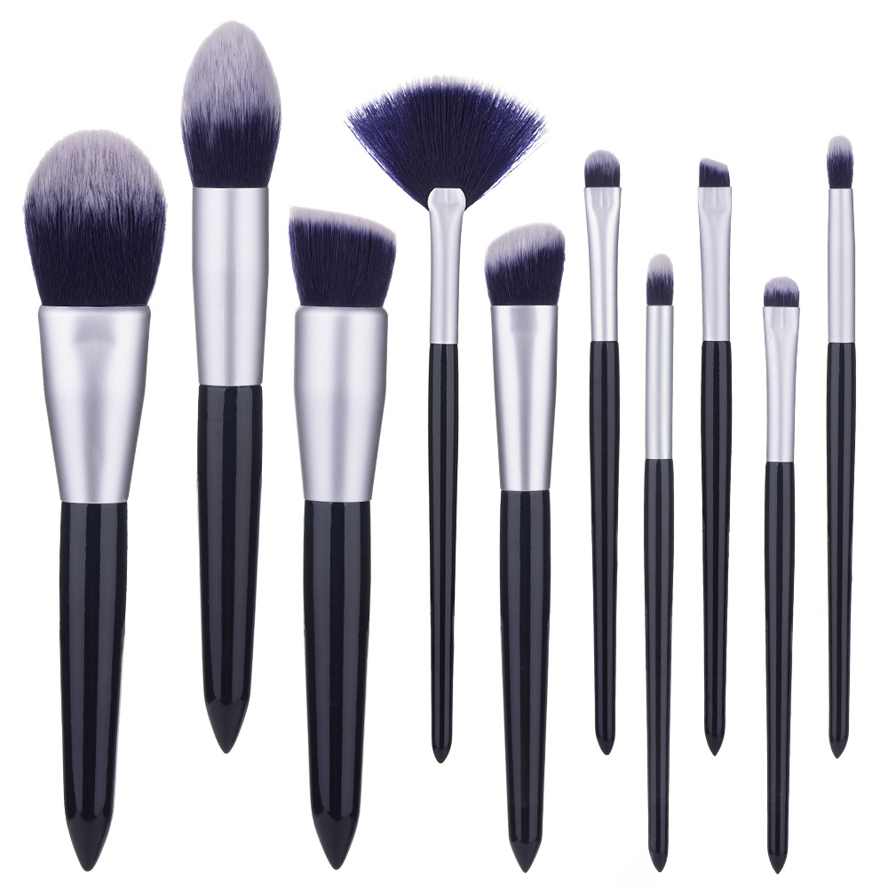 10pcs blue makeup brush set