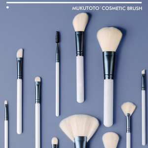 11pcs Luxury white makeup brush set with imitation goat hair