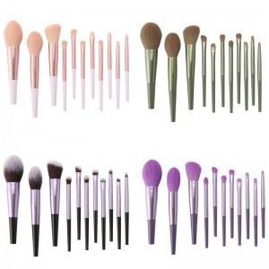 11pcs Long Aluminum Ferrule Synthetic hair Makeup Brush Set Factory