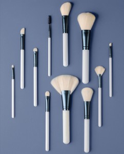 11pcs Luxury white makeup brush set with imitation goat hair