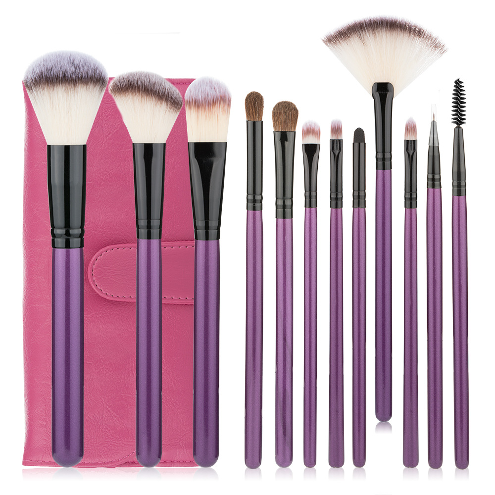12pcs pink handle makeup brushes