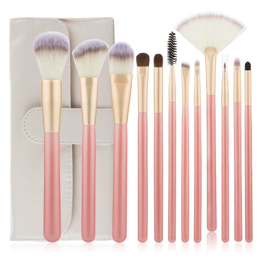 12pcs pink makeup brushes set