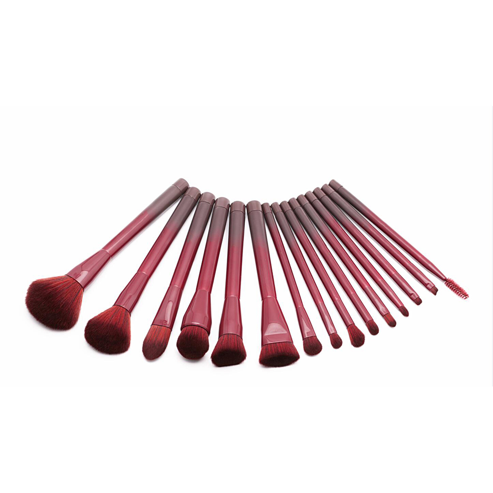 15pcs red makeup brush set