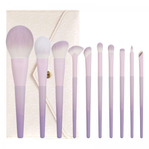 New Top Quality Makeup Brush Sets 10Pcs Purple Gradient Foundation Blush Eyeshadow Brush Tools