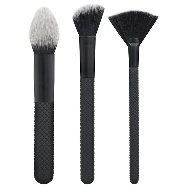 3pcs black makeup brush kit