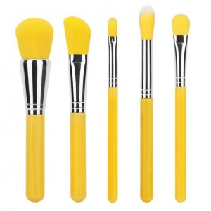 Customized 5pcs Yellow make up face brush set