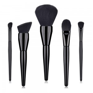 Private logo 5pcs glossy black makeup brushes set travel brushes manufacturer