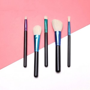 White Synthetic hair makeup brush set 5pcs travel face brushes set