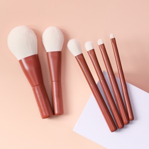 Custom logo 6pcs Matt red synthetic hair kabuki makeup brush set for travelling