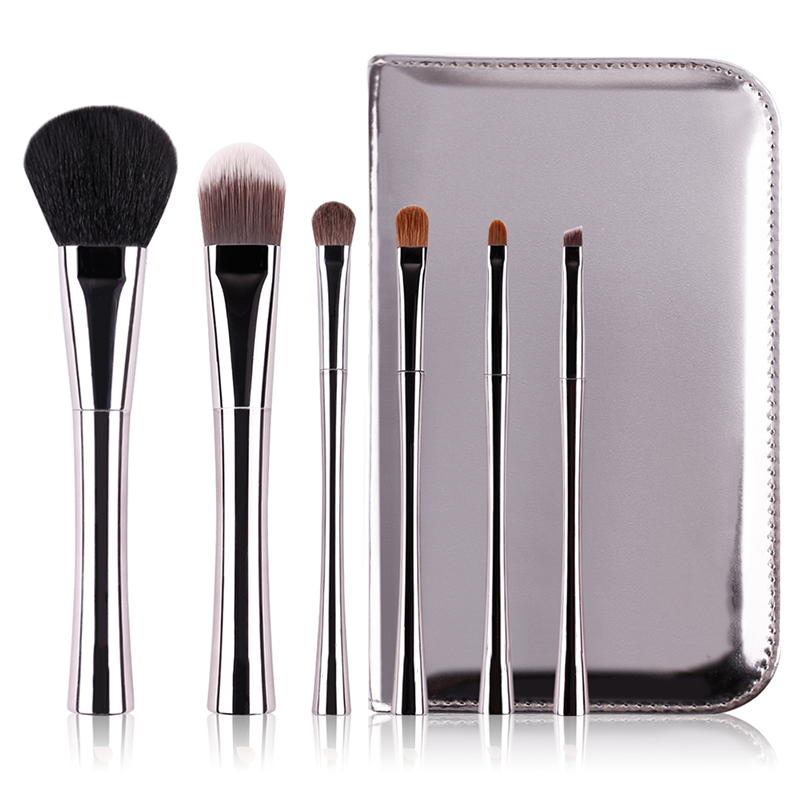6pcs metallic makeup brush with bag