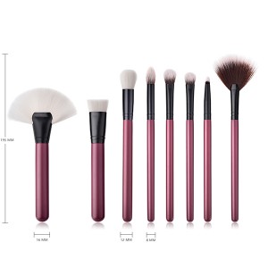 Premium quality 8pcs Dark red makeup brushes set with fan brushes