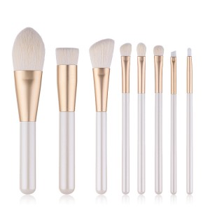 Custom logo 8pcs White Goat imitation hair makeup brushes set