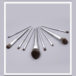 9pcs Glossy grey makeup brushes set custom logo cosmetic brush