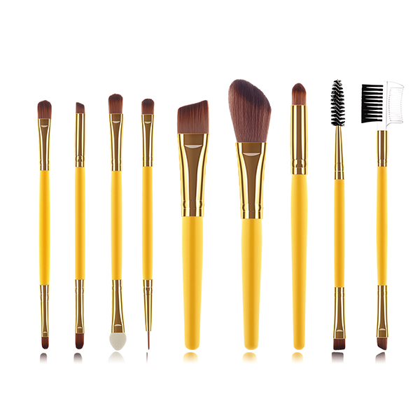 9pcs yellow makeup brush