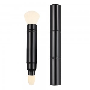 YRSOOPRISA Customize Premium Dual-ended Retractable Foundation Powder Sunscreen Brush Vegan Travel Makeup Tool