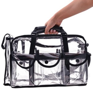 Transparent Black Pvc Cosmetic Makeup Brush Tote Bag