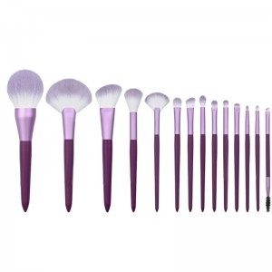 China Professional Purple Makeup Brush Set 14pcs Premium Vegan Hair Cosmetics Make up Kit