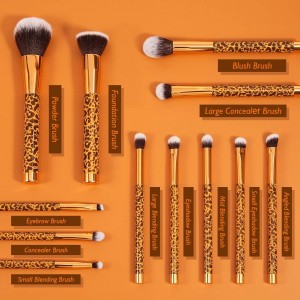 Customize Premium Leopard Print Makeup Brush Set Soft Vegan Hair Powder Foundation Eyelash Lipstick Cosmetic Brushes