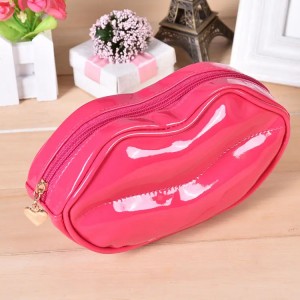 Customize Lovely Lip Shaped Makeup Brushes Bag with Zipper Cosmetic Organizer Pouch