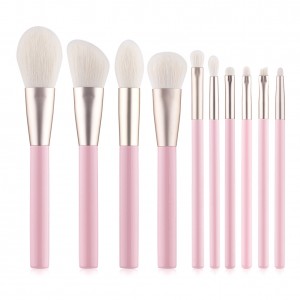 Customize Premium Bionic Wool Makeup Brush Set 10PCS Pink Foundation Eye Shadow Lash Cosmetic Brushes