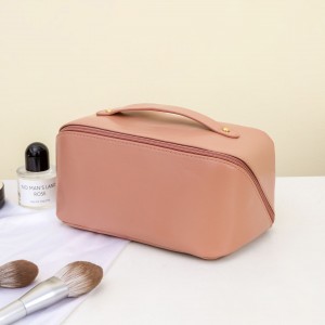 Simple Fashion Large Capacity Travel Cosmetic Bag Portale PU Leather Makeup Storage Travel Toiletry Bag