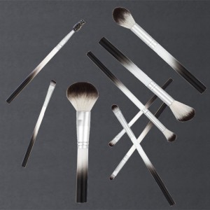 Customize New Black and White Gradient Makeup Brush Set 9Pcs Vegan Synthetic Hair Beauty Tools