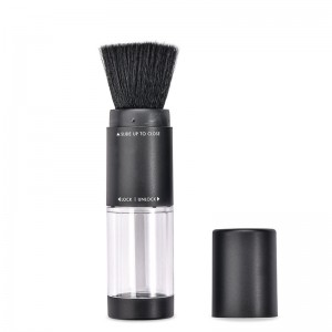 OEM Refillable Retractable Cosmetic Brush Soft Goat Synthetic Hair Makeup Brush Dispensing Powder Brush