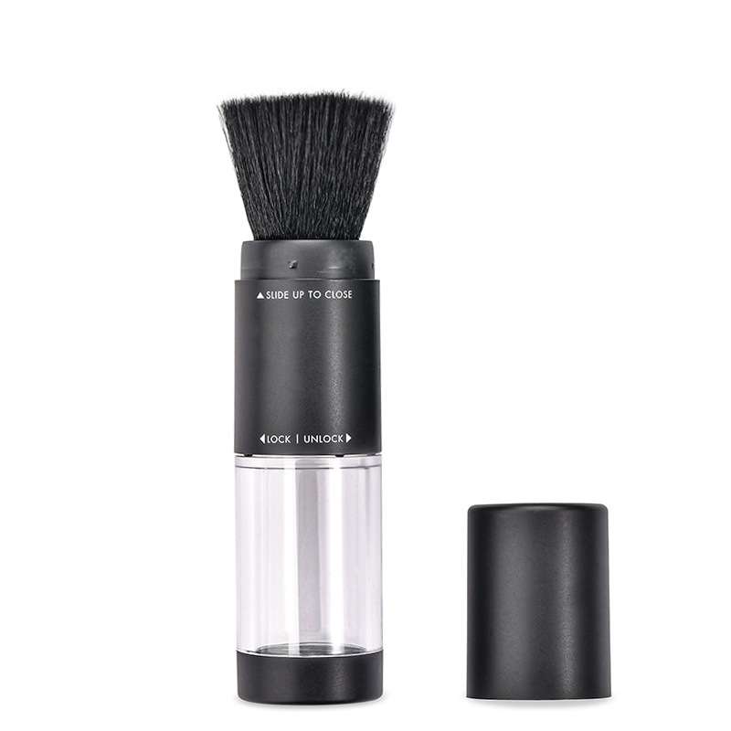 OEM Refillable Retractable Cosmetic Brush Soft Goat Synthetic Hair Makeup Brush Dispensing Powder Brush Featured Image
