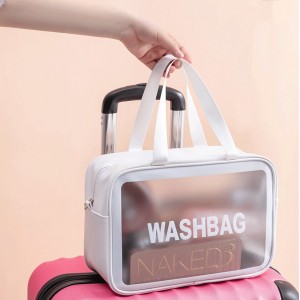 Hot Selling Clear PVC Cosmetics Bag Toiletry Bag Waterproof Clear Frosting Travel Tote Bag for Toiletries