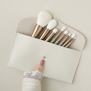 Factory Custom Portable Premium Travel Makeup Brush Kit 8PCS Soft Cruelty Free Cosmetics Tools with PU Beauty Case