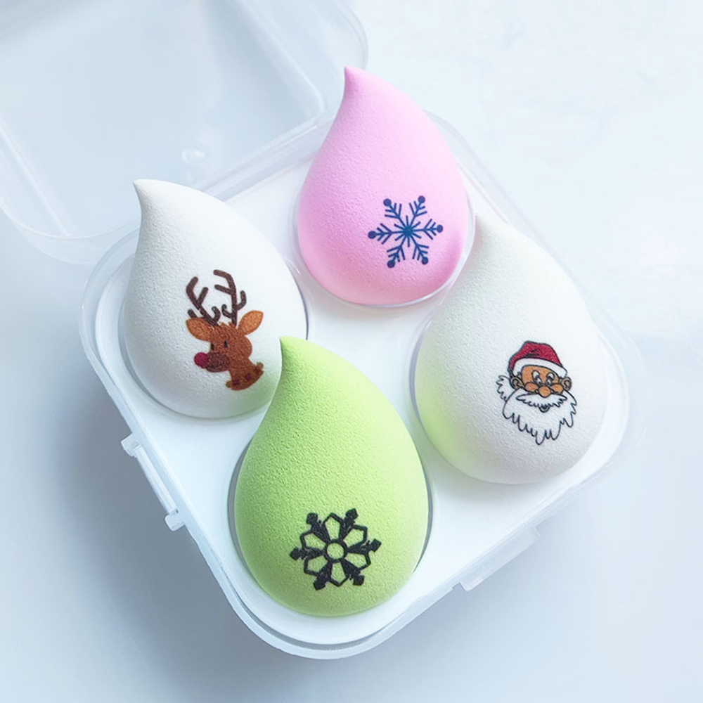 New Hot Christmas Tree Makeup Sponge Non-Latex Shaped Ball Gift Snowman Cosmetics Puff Christmas Hat Beauty Egg Featured Image