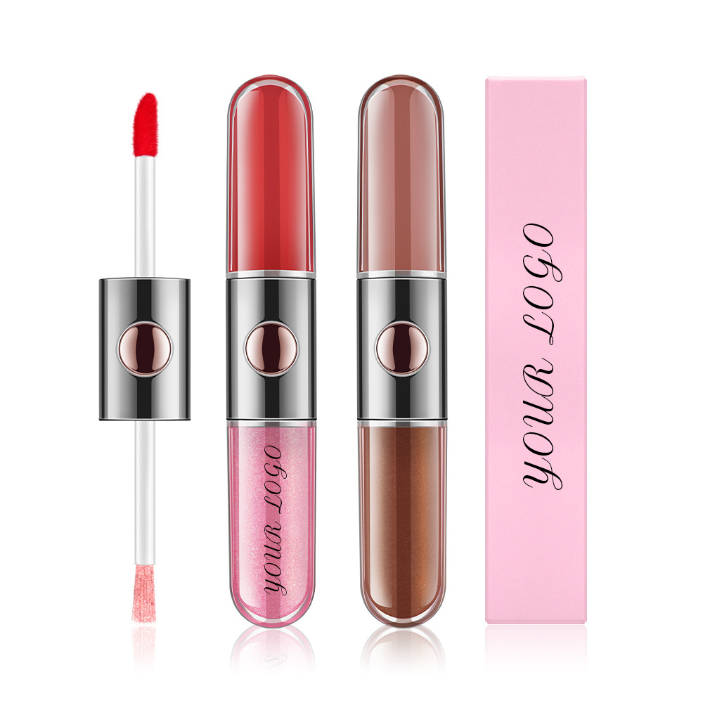 Double Ended Velvet Lip Gloss Private Label 2-in-1 Long Lasting Matte Shiny Liquid Lipstick Featured Image