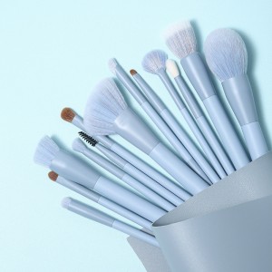 Custom Luxury 13PCS Blue Makeup Brush Set Premium Synthetic Foundation Powder Concealers Eye Shadows Beauty Tools