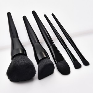 Private logo 5pcs glossy black makeup brushes set travel brushes manufacturer