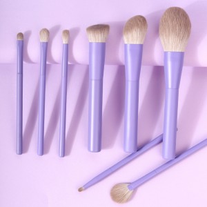 Customize Premium Purple Pink Make up Brush Set 8pcs Portable Cosmetic Brushes for Liquid Foundation Powder BB Cream