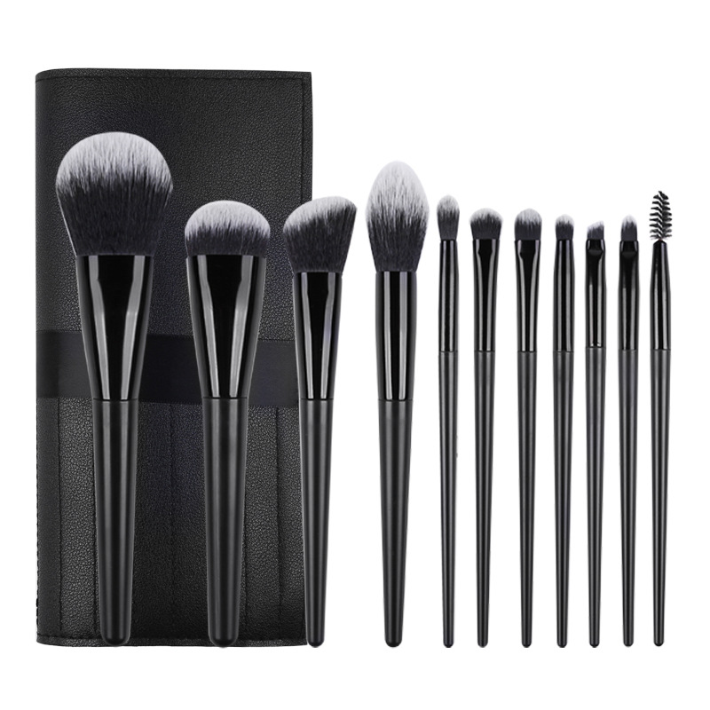 OEM ODM High Quality 11PCS Black Makeup Brush Sets Vegan Cosmetic Tools with Beauty Bag Featured Image