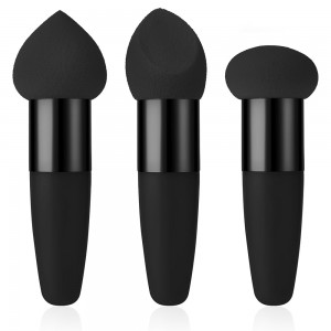 Wholesale Black Makeup Sponge Set 3PCS Latex Free Beauty Blender Foundation Concealer Makeup Tools with Handle
