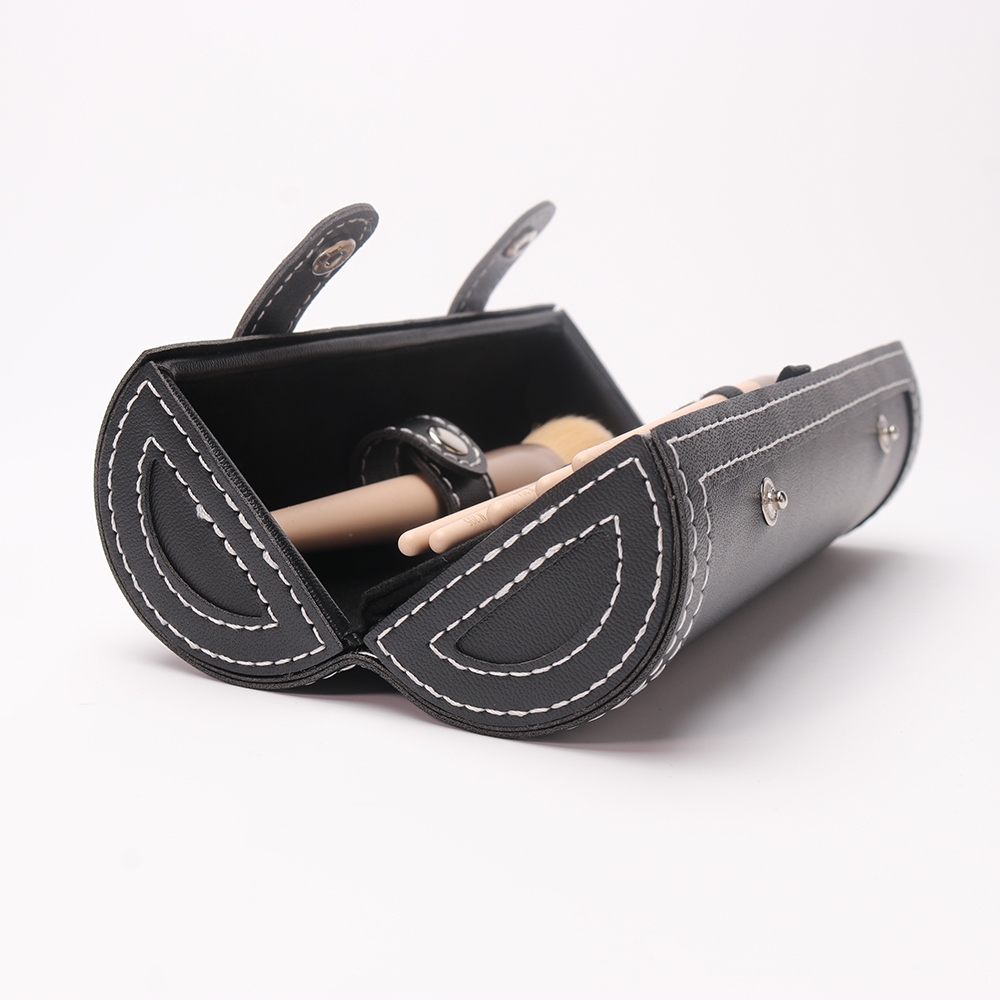 black pu makeup brush bag