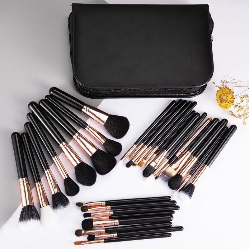 black vegan makeup brush set