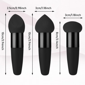 Wholesale Black Makeup Sponge Set 3PCS Latex Free Beauty Blender Foundation Concealer Makeup Tools with Handle