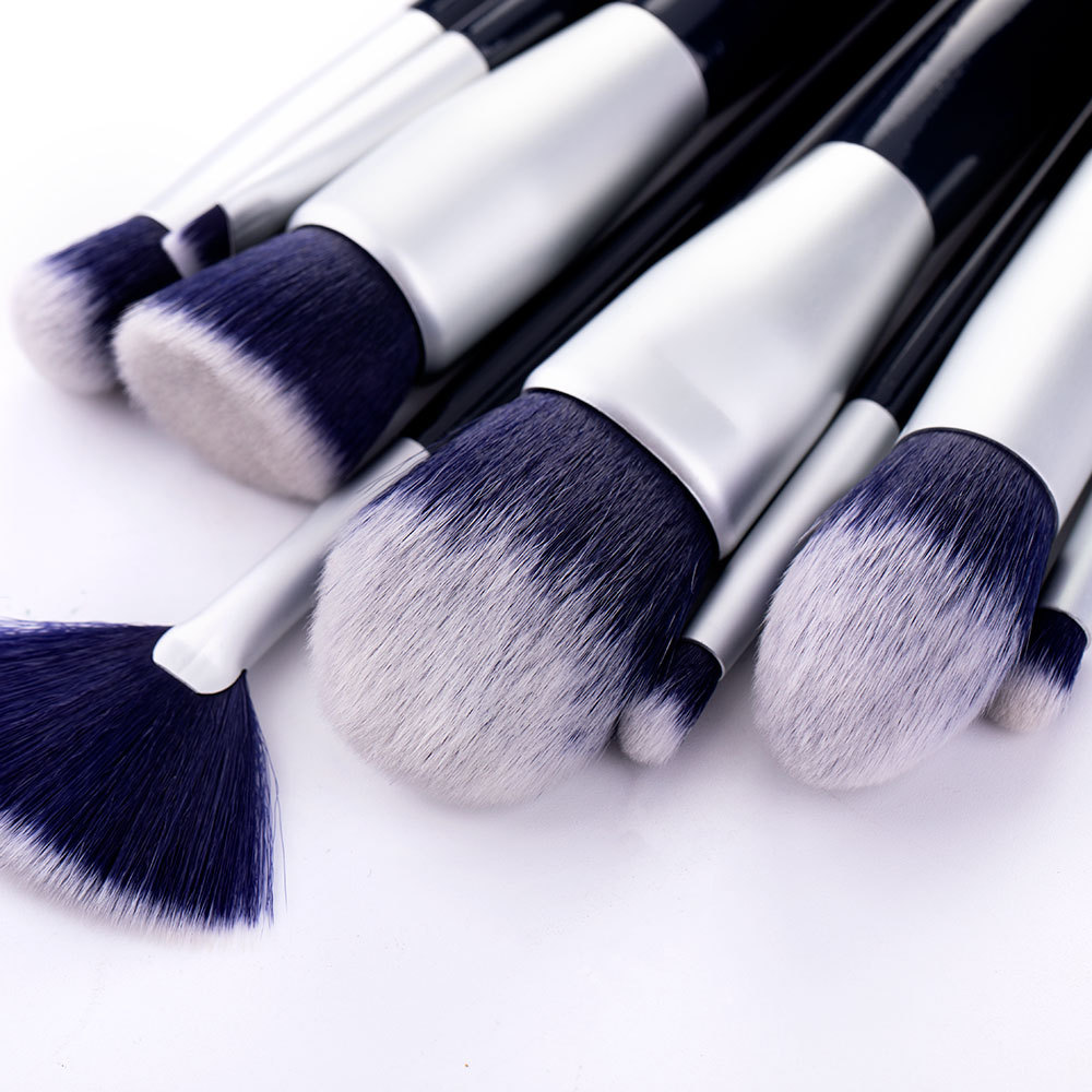 blue hair makeup brush set