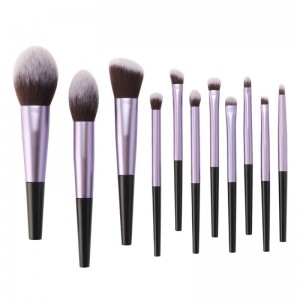 11pcs Long Aluminum Ferrule Synthetic hair Makeup Brush Set Factory