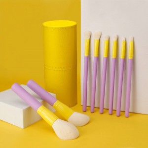 Customize Premium Cosmetic Brushes Purple 8PCS Portable Travel Makeup Brush Set with Makeup Holder
