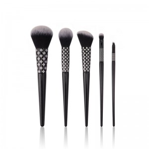 Customize Creative Handle Design Makeup Tools Premium Synthetic 5PCS 9PCS Makeup Brushes Kit Black