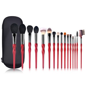 New design 16pcs red handle makeup brush set