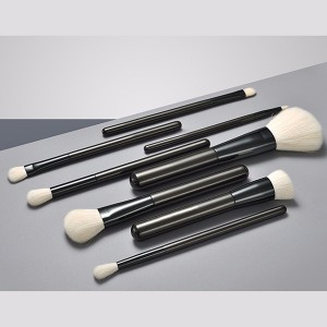 China 8pcs black handle makeup brush set with white synthetic hair