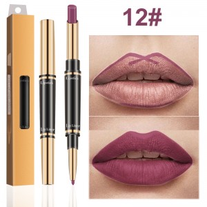 Lipstick and Lip Liner Makeup Set 2-in-1 Double Head Lipstick Set Waterproof Long Lasting Matte Lipstick