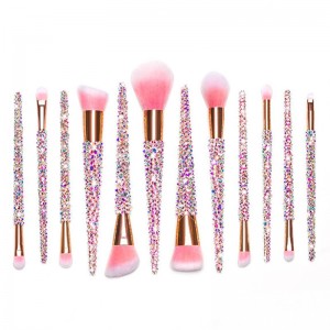 Private Label Diamond Makeup Brushes 12Pcs Bling Crystal Rhinestones Beauty Cosmetic Brush Set