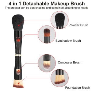 Wholesale 4 in 1 Double Ended Makeup Brush Set Portable Travel Foundation Powder Eyeshadow Brush Tools